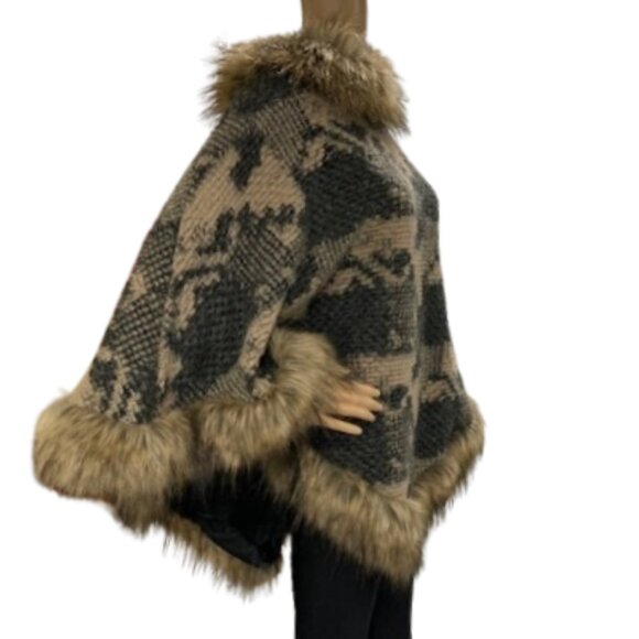 Italian Wool Blend Poncho - Picture 3 of 5